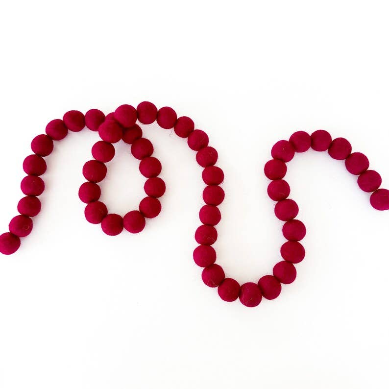 Burgundy Felt Ball Garland