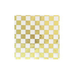 Sparkling Gold Checked Cocktail Napkins