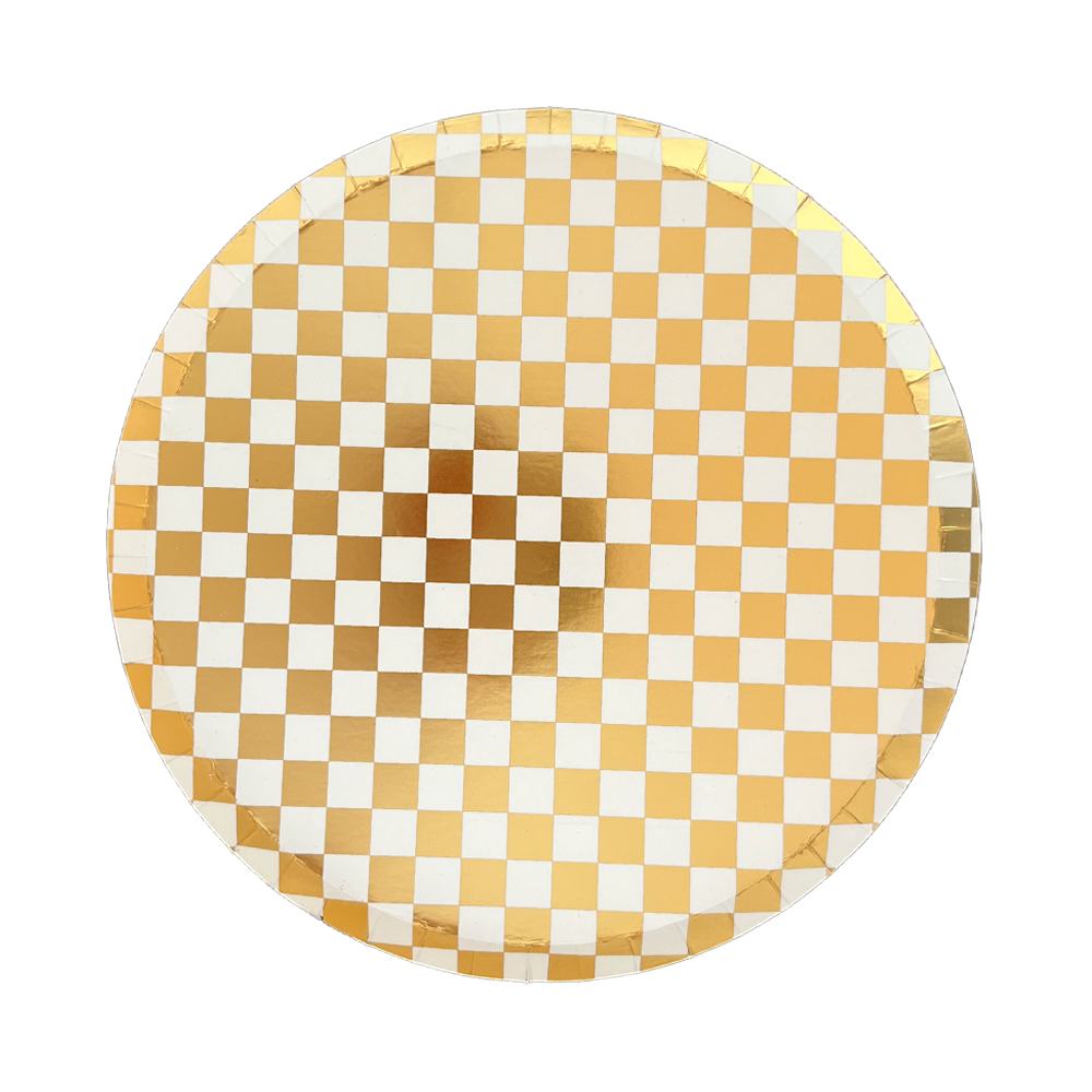 Sparkling Gold Checked Dinner Plates