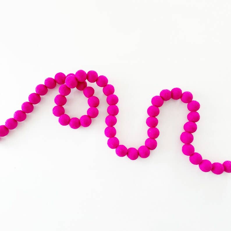 Hot Pink Felt Ball Garland