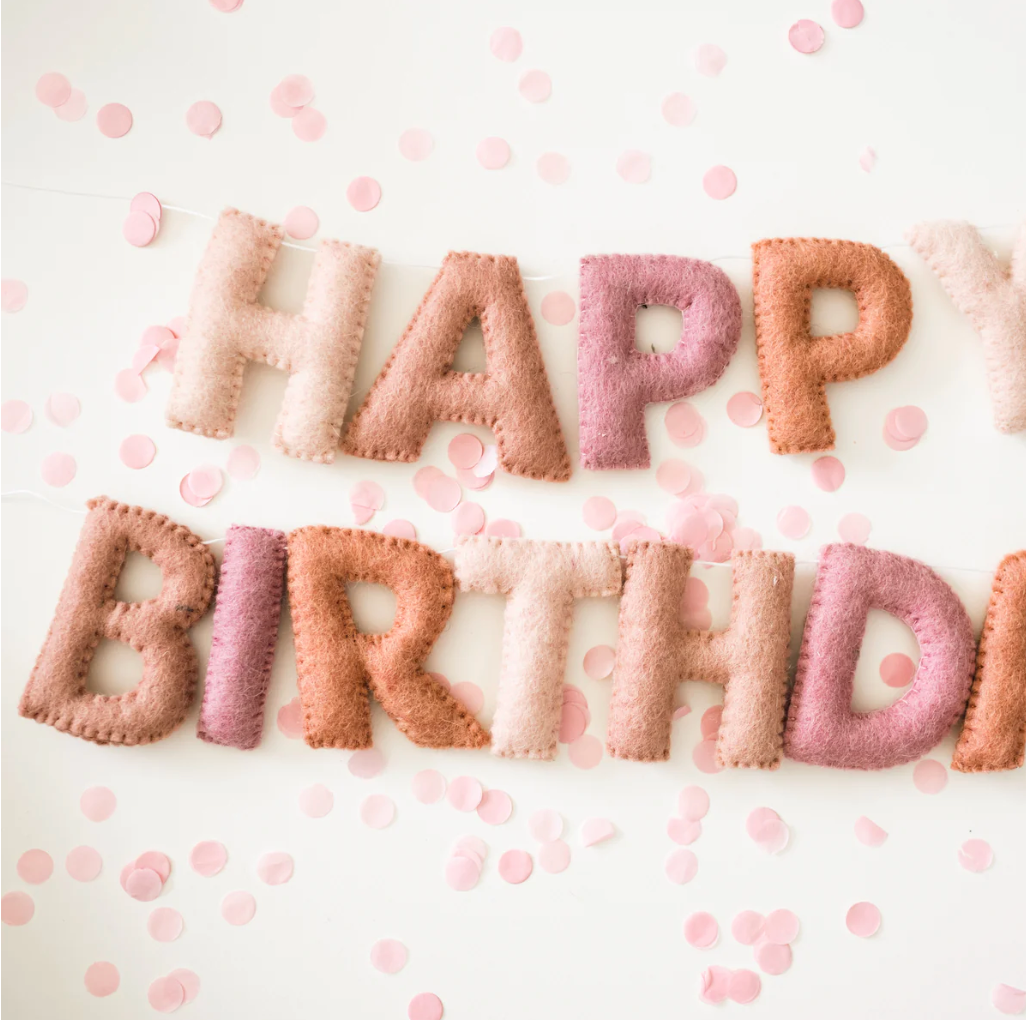 Pink Ombre Happy Birthday Felt Letter Garland