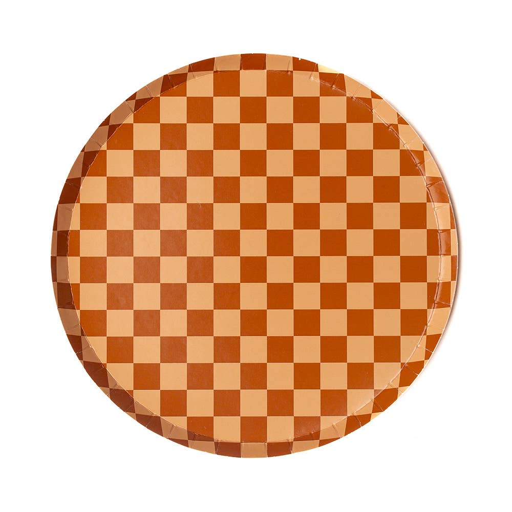 Cafe Con Leche Checker Dinner Plates