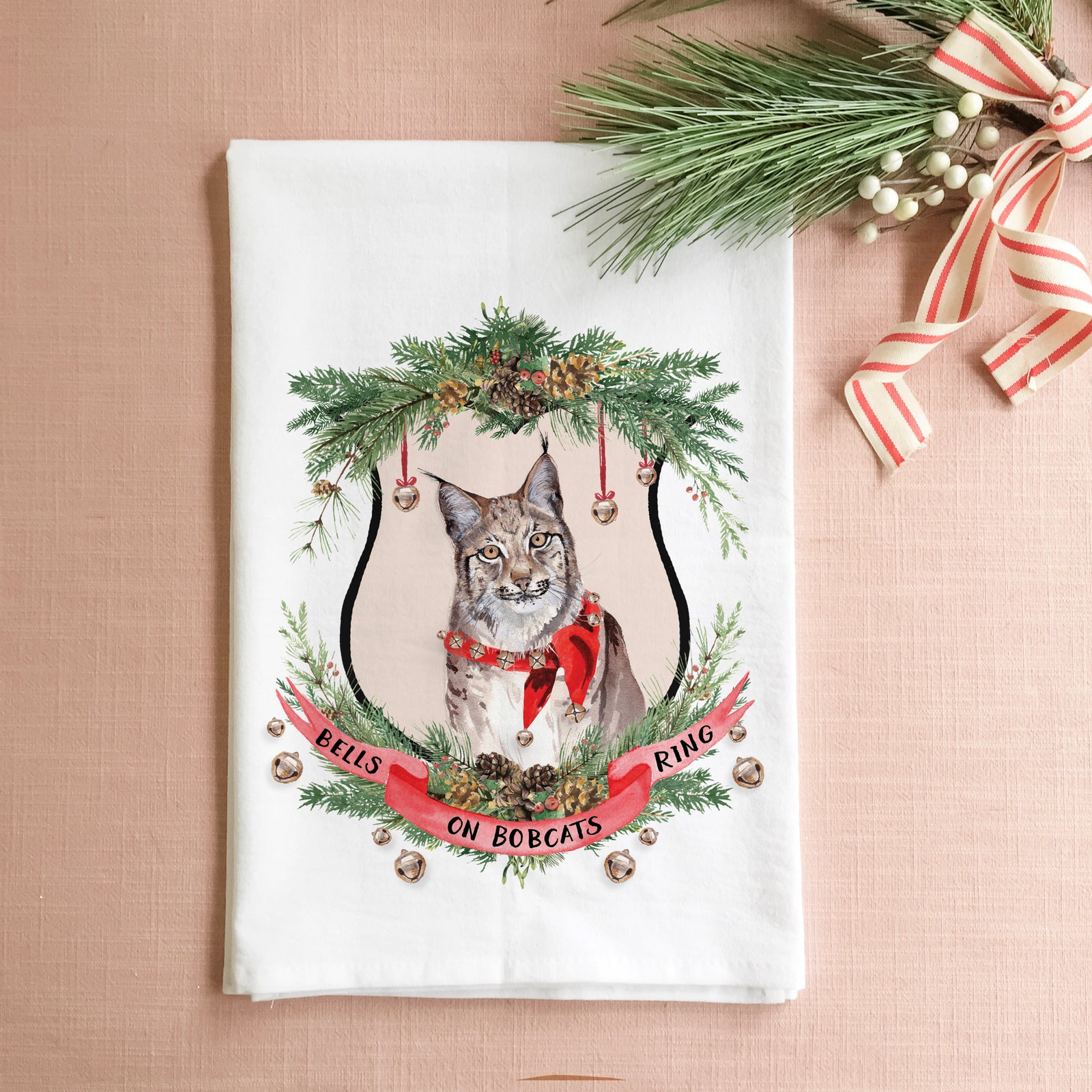 Bells on Bobcats Ring Tea Towel