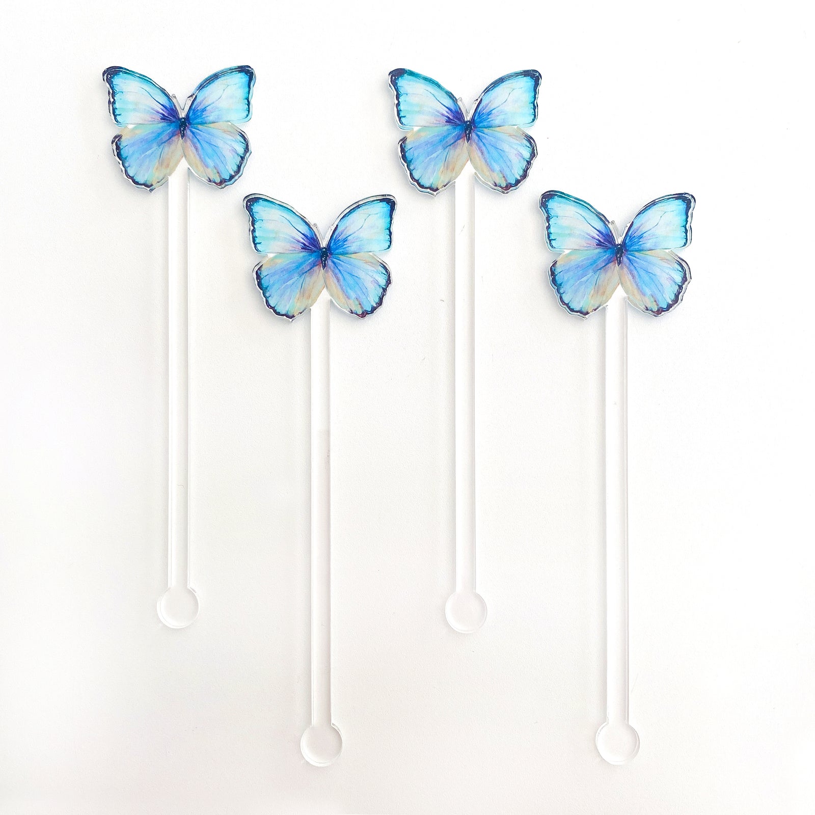 Blue Morpho Butterfly Acrylic Stir Sticks