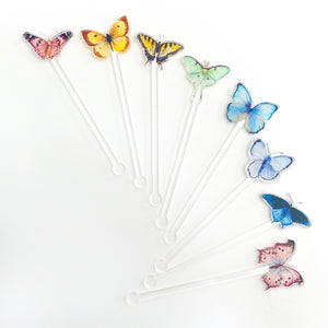 Rainbow Butterflies Assorted Set Acrylic Stir Sticks