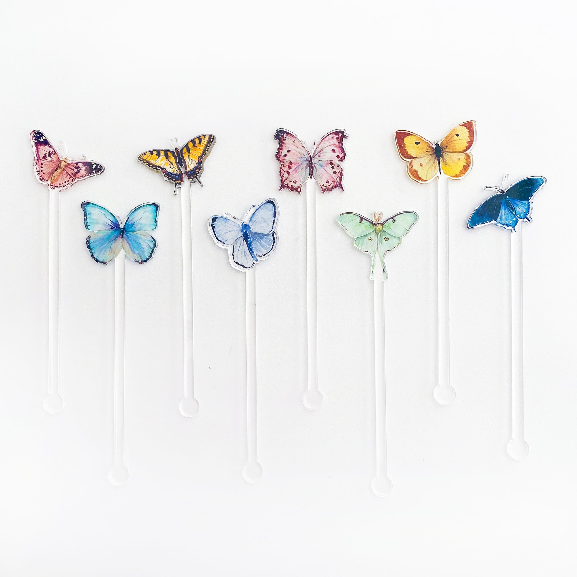 Rainbow Butterflies Assorted Set Acrylic Stir Sticks