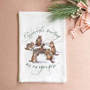Chipmunks Roasting on an Open Fire Tea Towel | Father-Daughter Collaboration