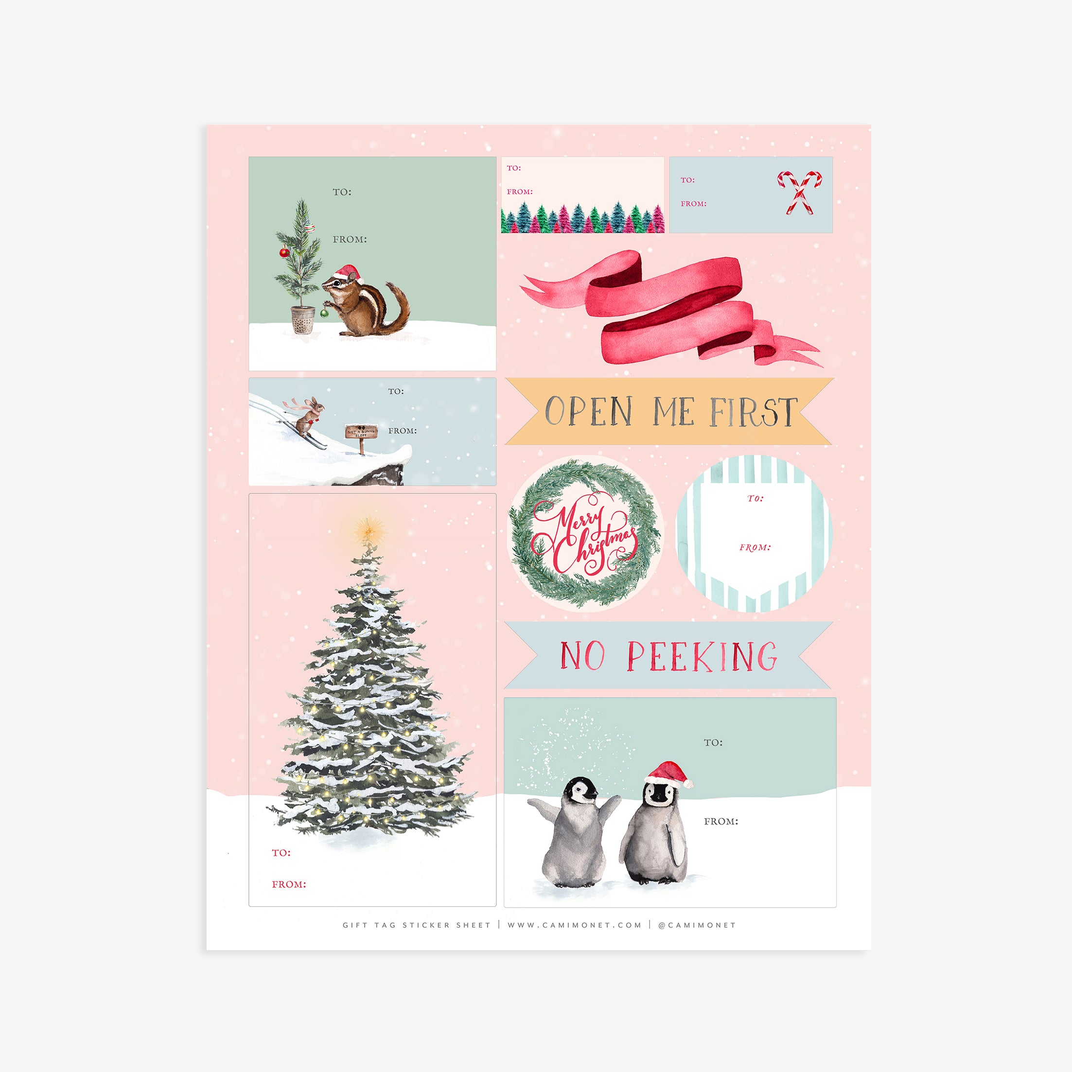 Holiday Gift Tags Sticker Sheet – Cami Monet