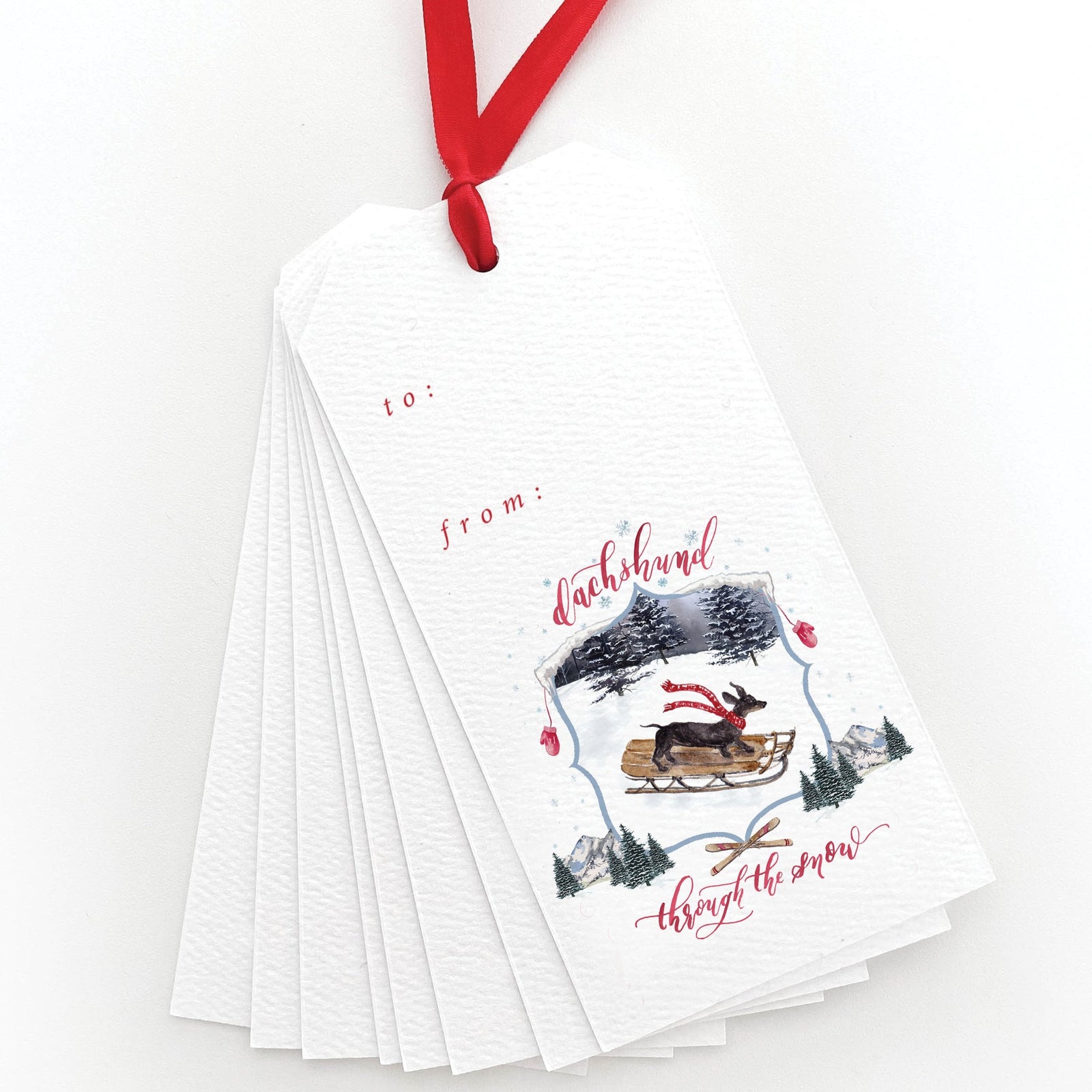 Dachshund Through the Snow Gift Tags
