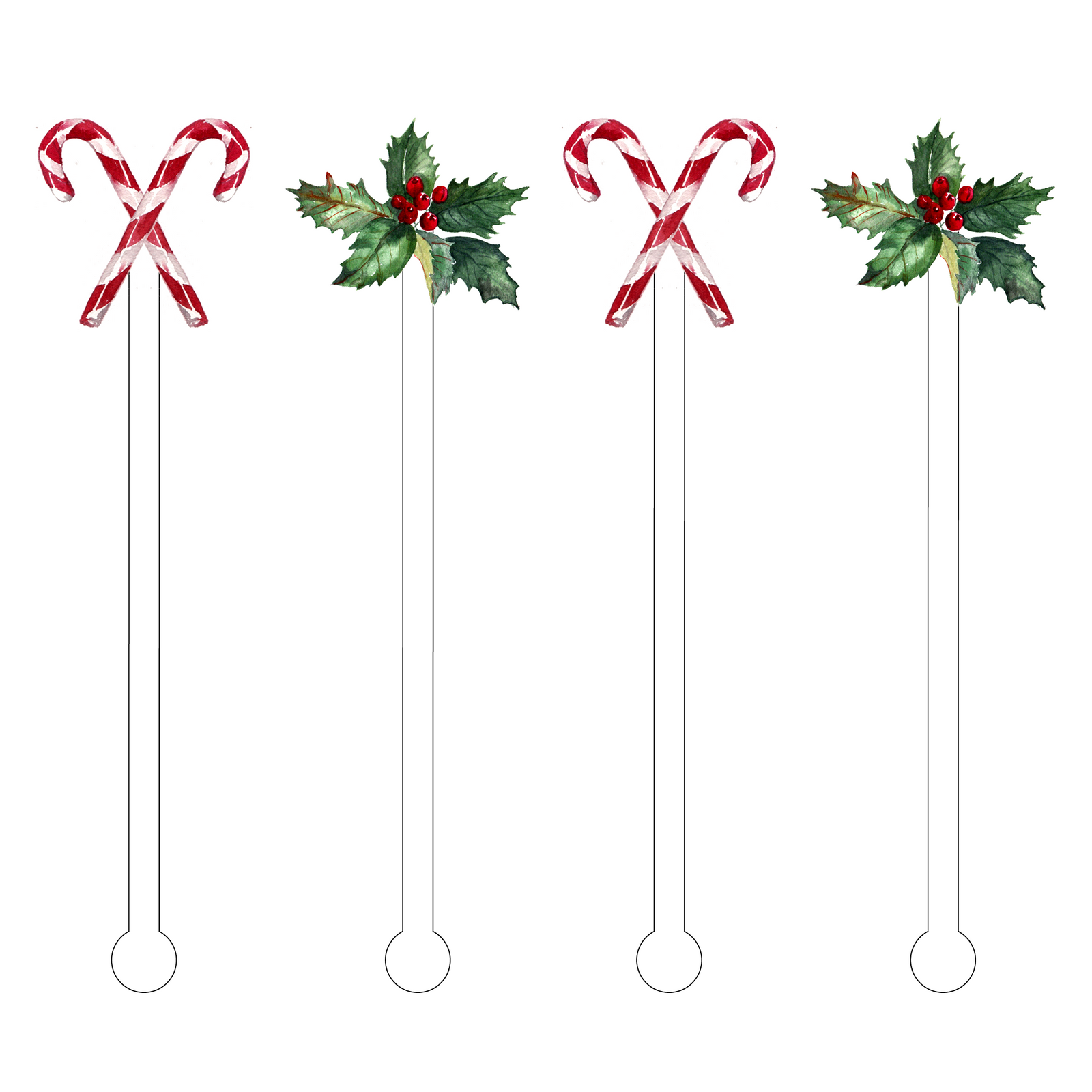 Classic Christmas Acrylic Stir Sticks