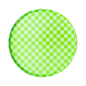 Lime Checker Dinner Plates