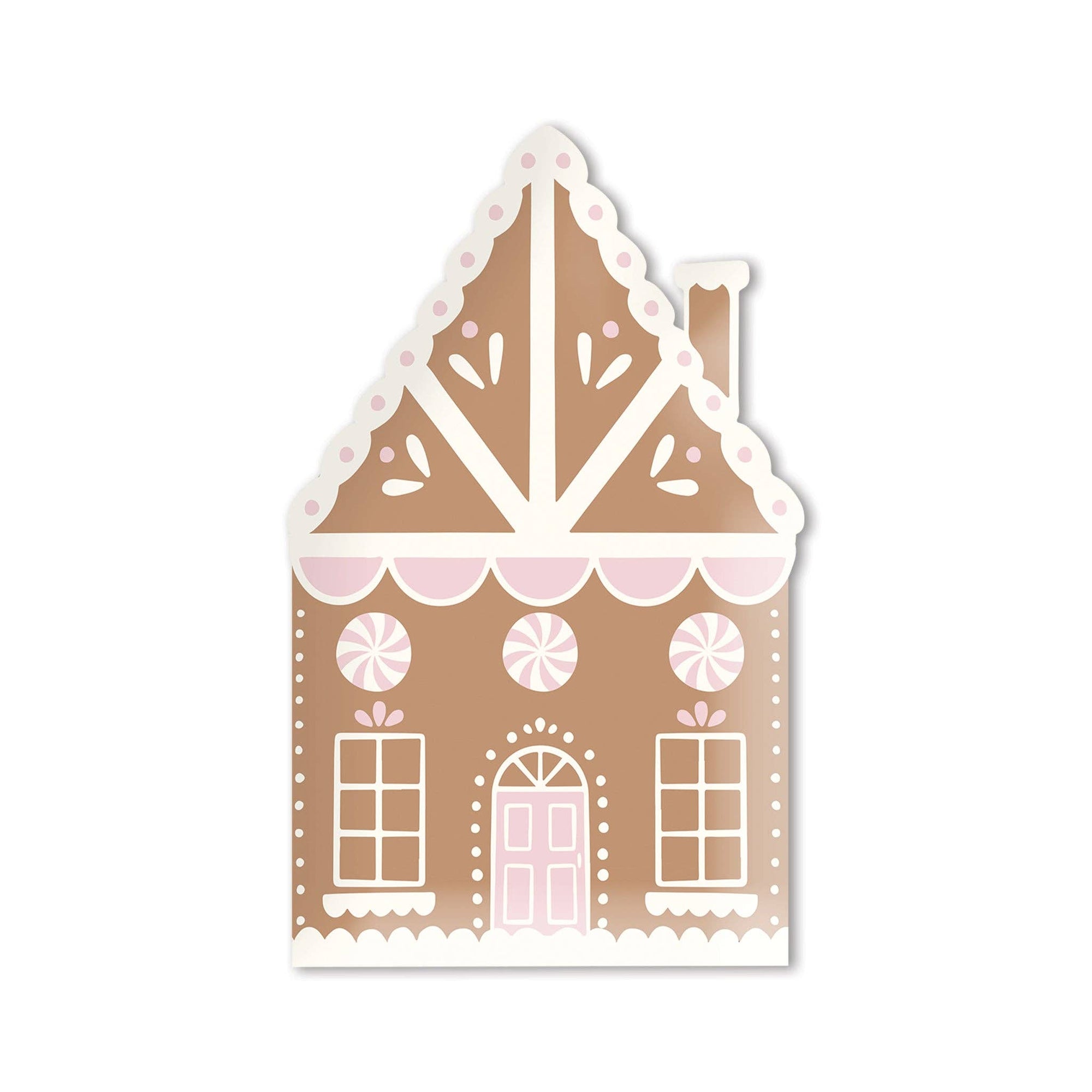 Pink Gingerbread House Paper Plates