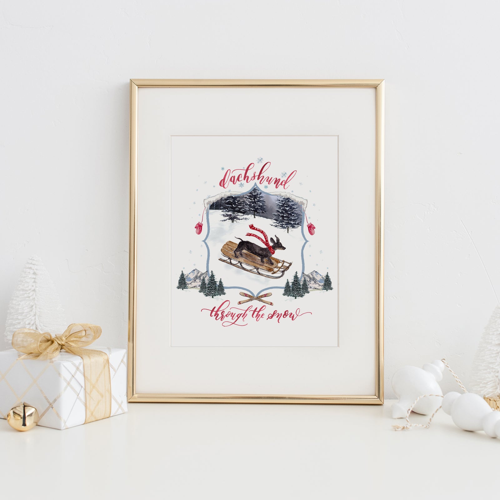 Dachshund Through the Snow Art Print