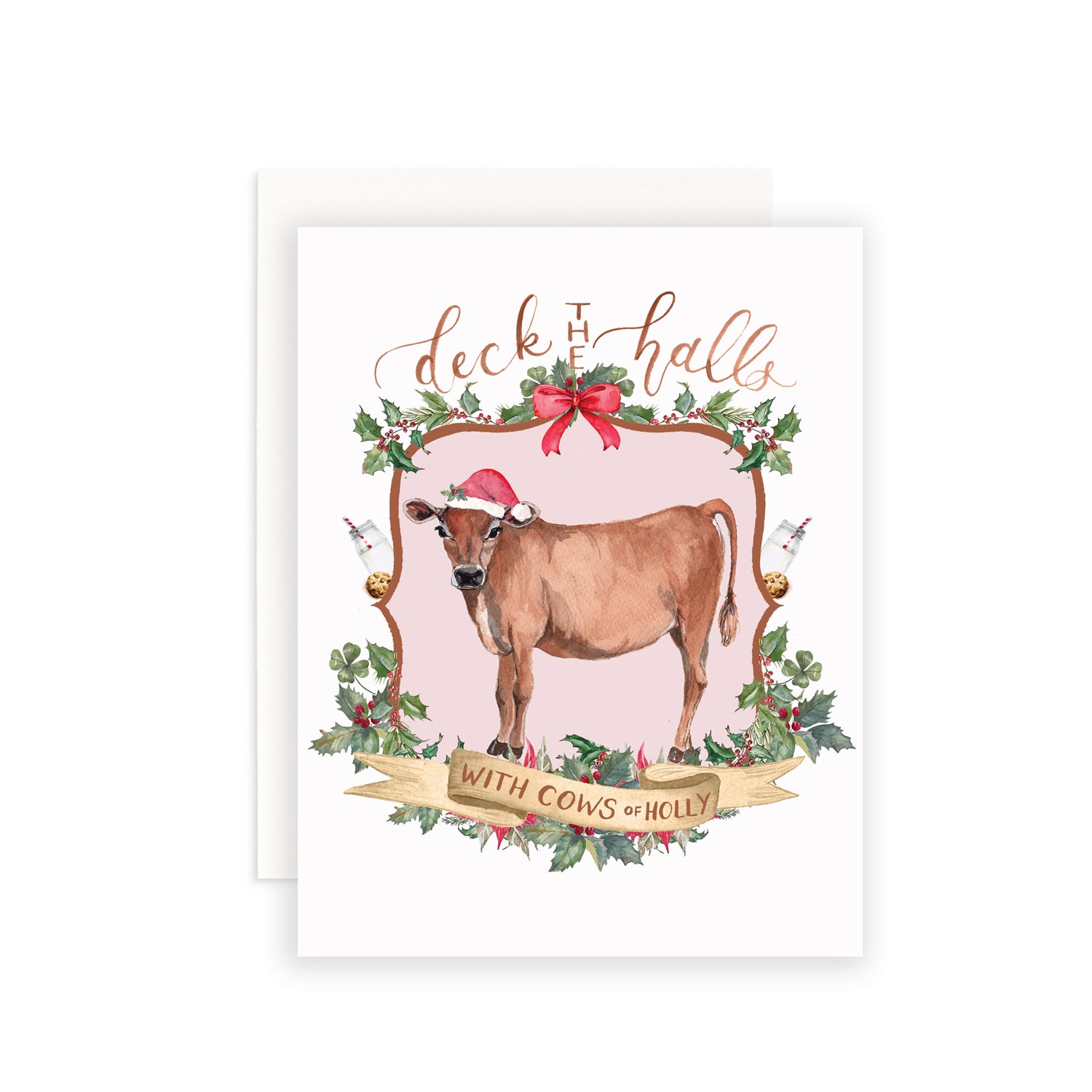 Deck the Halls with Cows of Holly Greeting Card