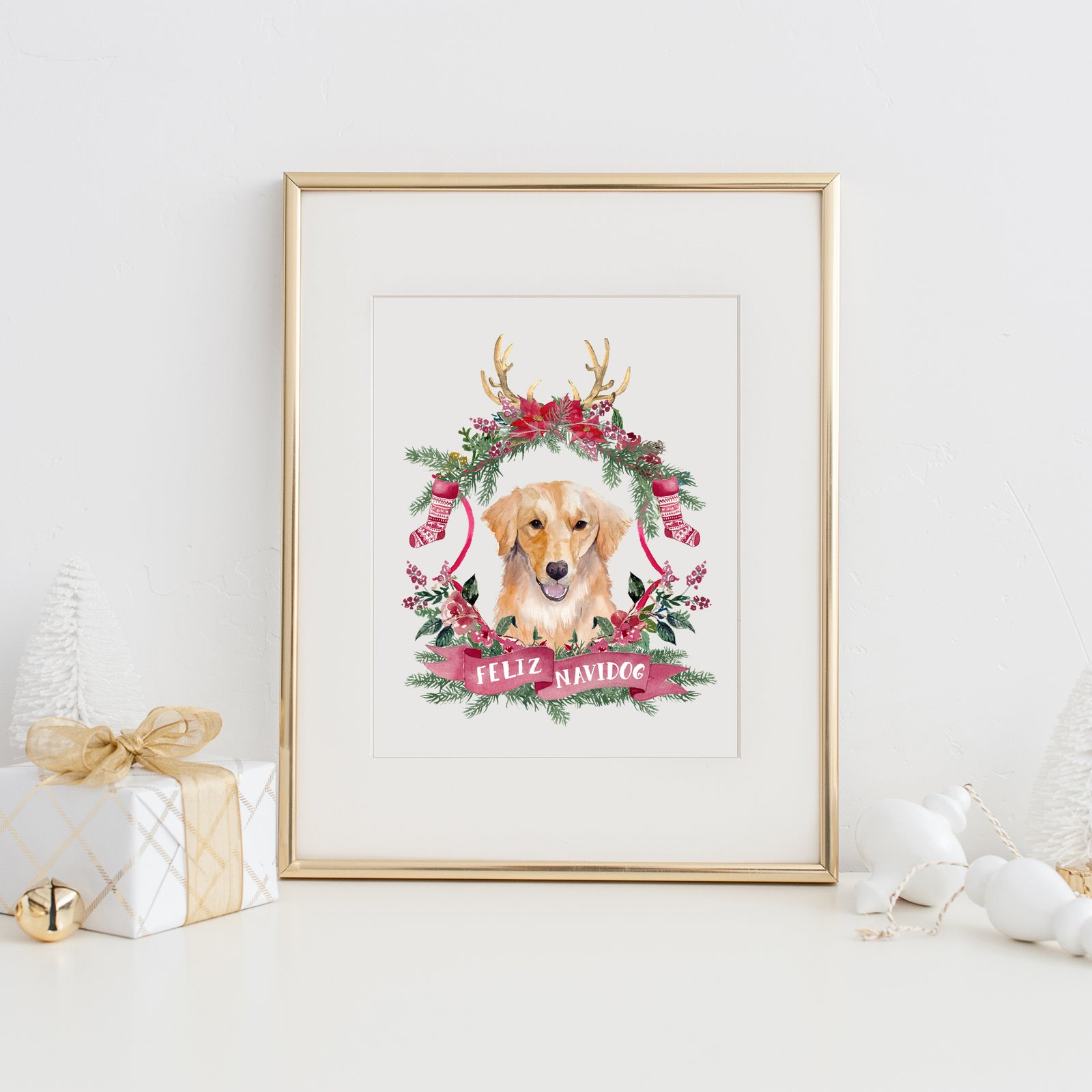 Feliz Navidog Art Print