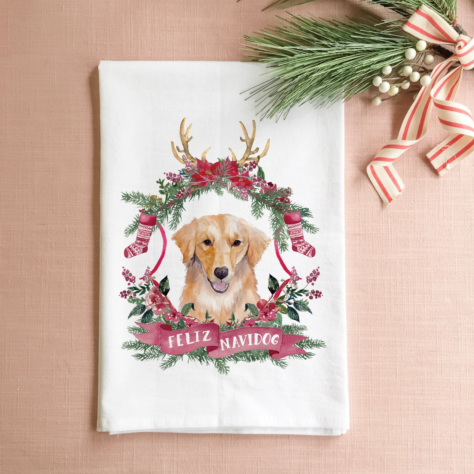 Feliz Navidog Tea Towel