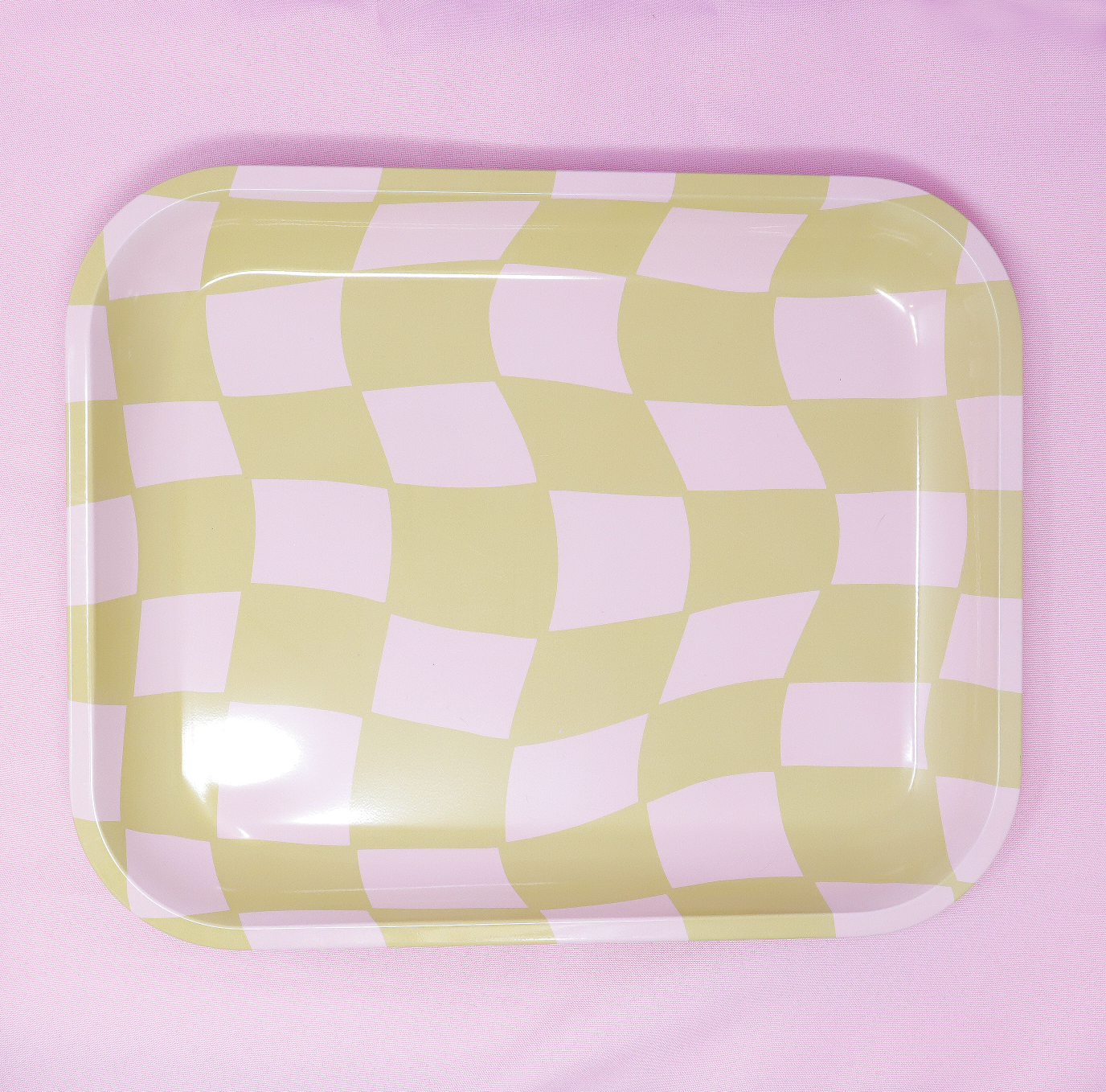 Green Checkered Tray (Large)