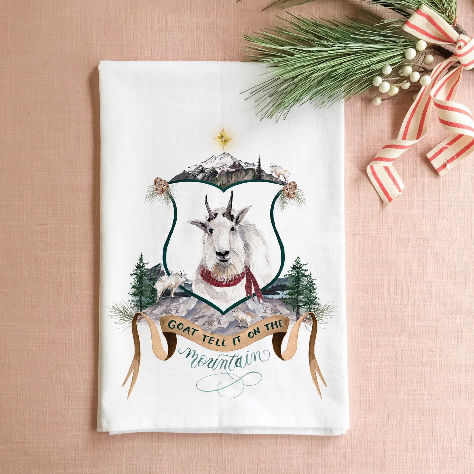 Goat Tell it on the Mountain Tea Towel