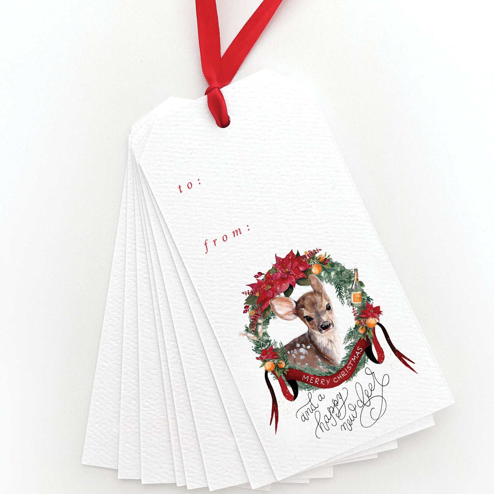 Happy New Deer Gift Tags
