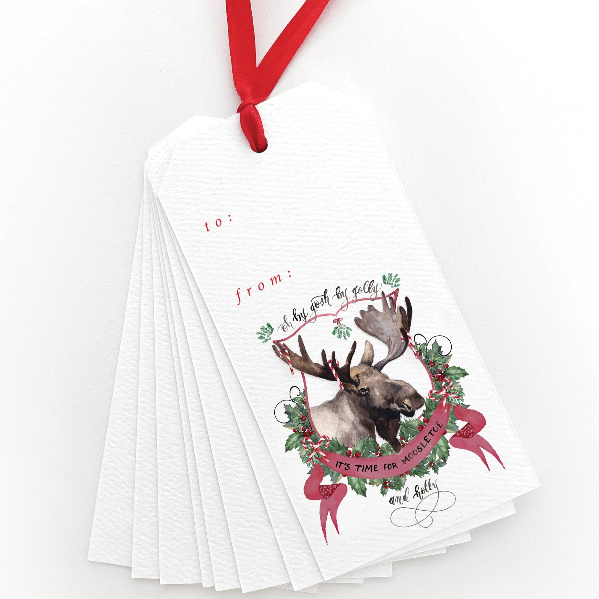 Moosletoe and Holly Gift Tags