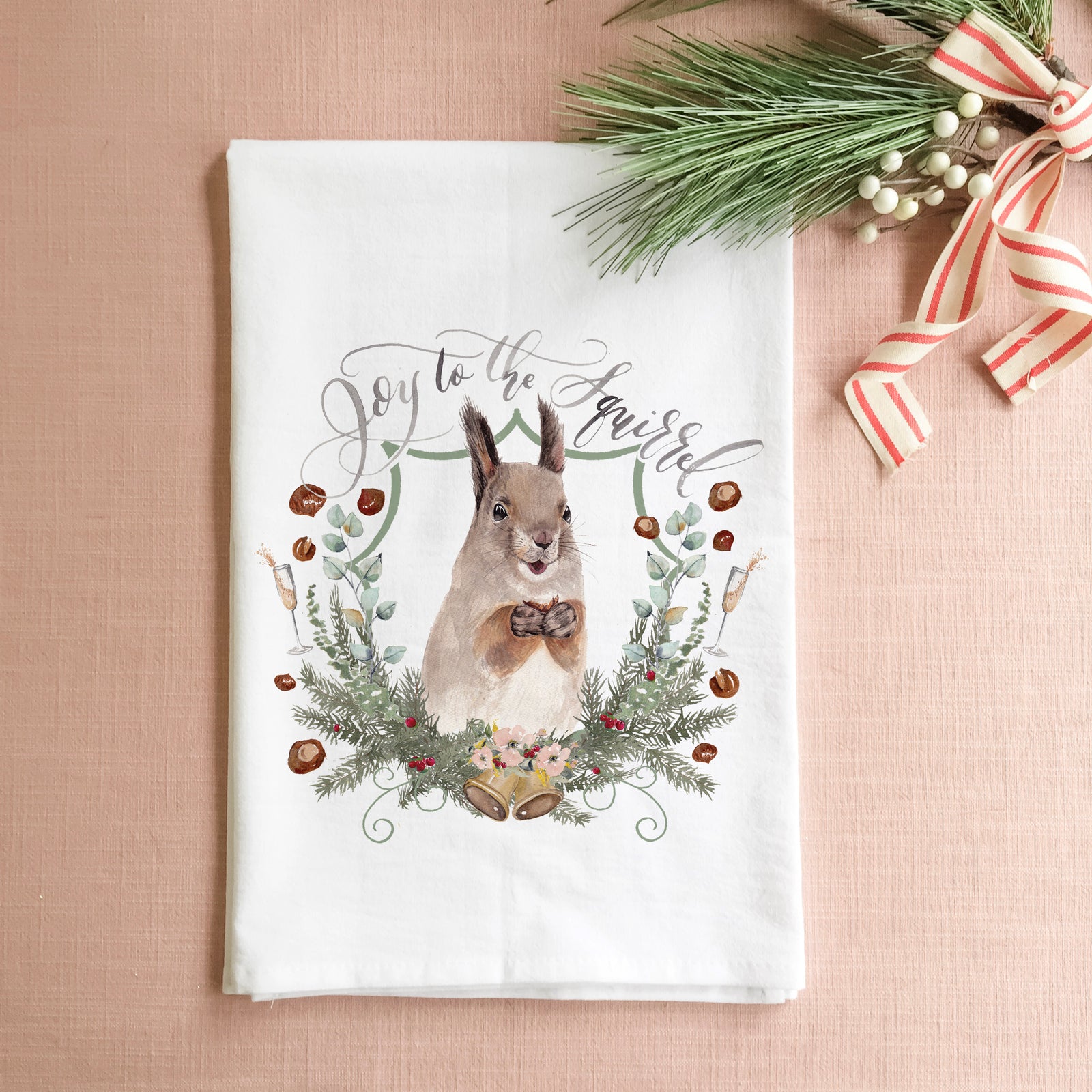 Joy to the Squirrel Tea Towel