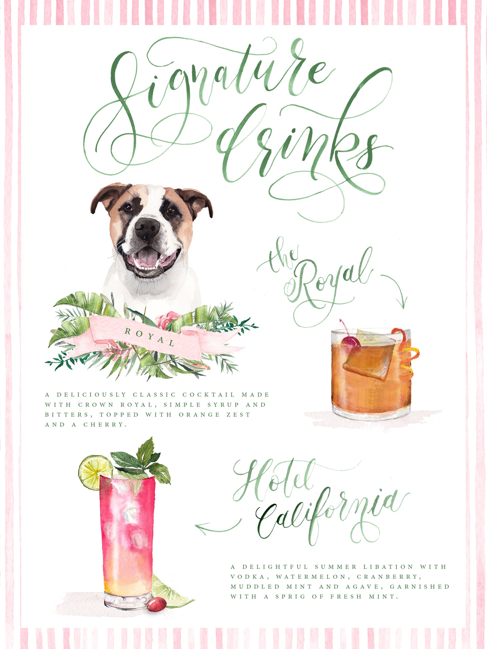 Custom Watercolor Signature Drink Sign