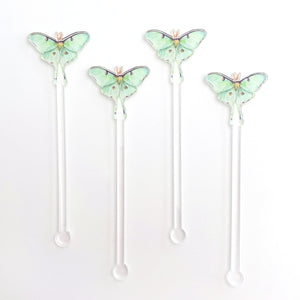 Luna Moth Acrylic Stir Sticks