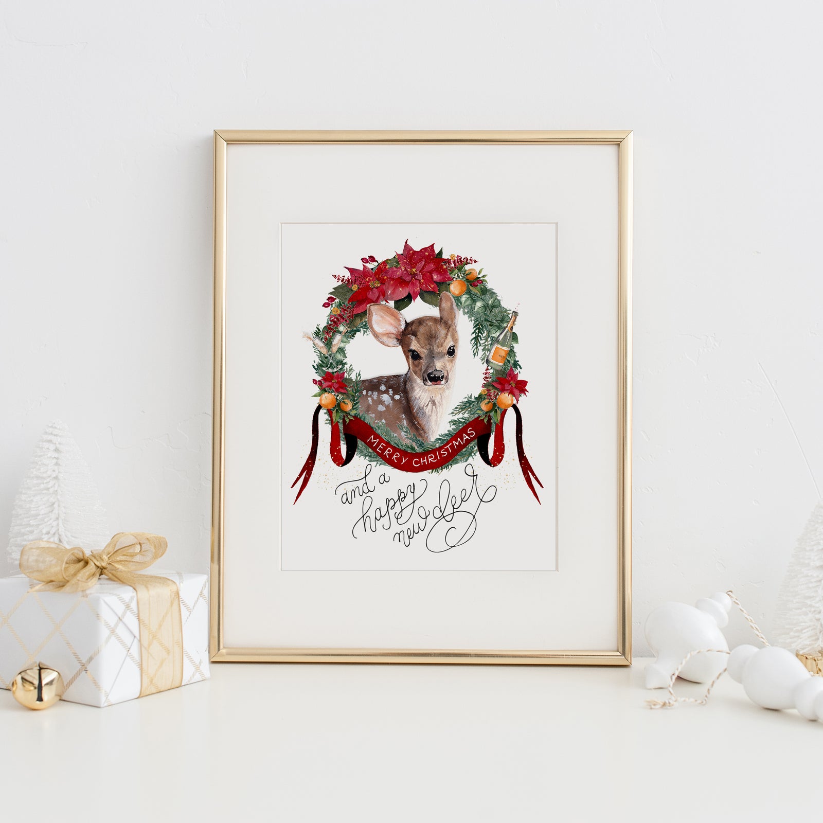 Happy New Deer Art Print