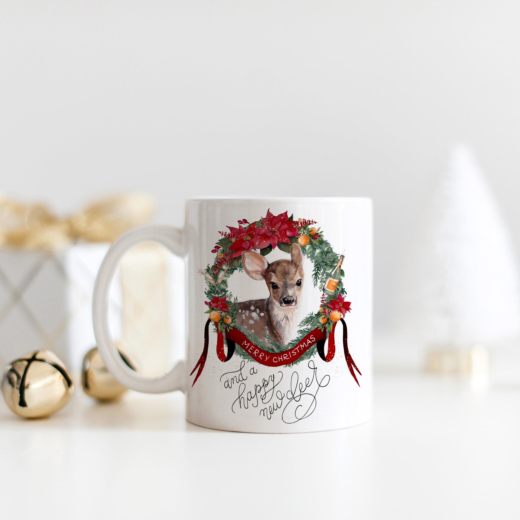 Happy New Deer Christmas Mug