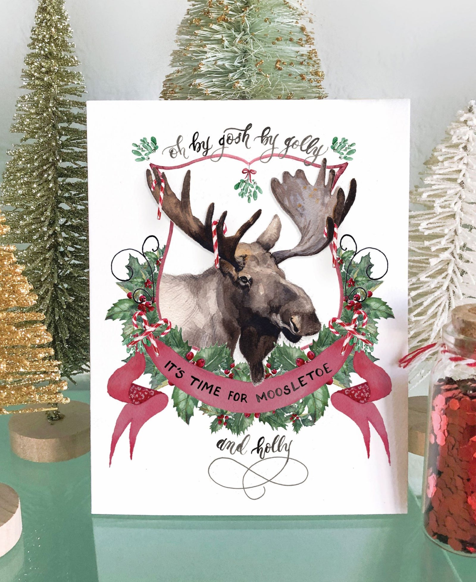 Moosletoe and Holly Art Print