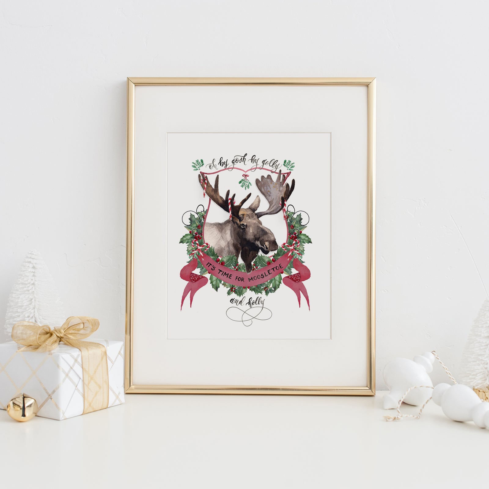 Moosletoe and Holly Art Print