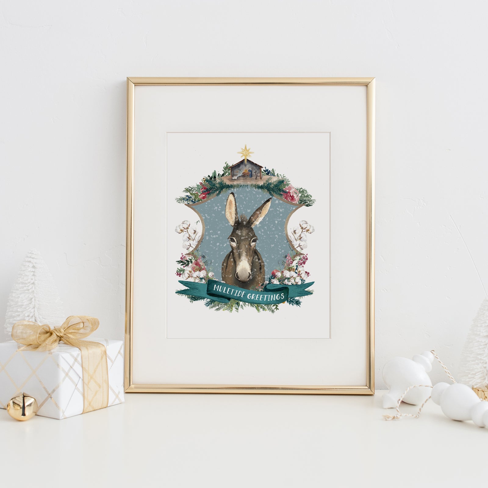Muletide Greetings Art Print