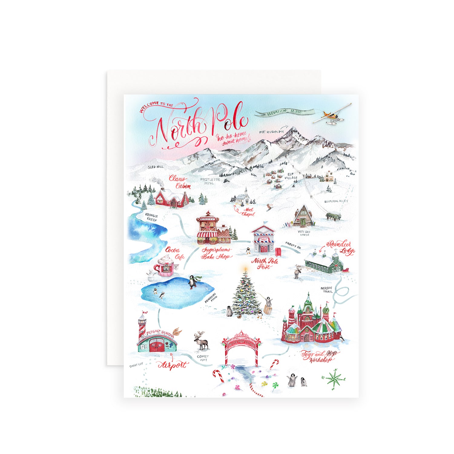 North Pole Map Christmas Greeting Card