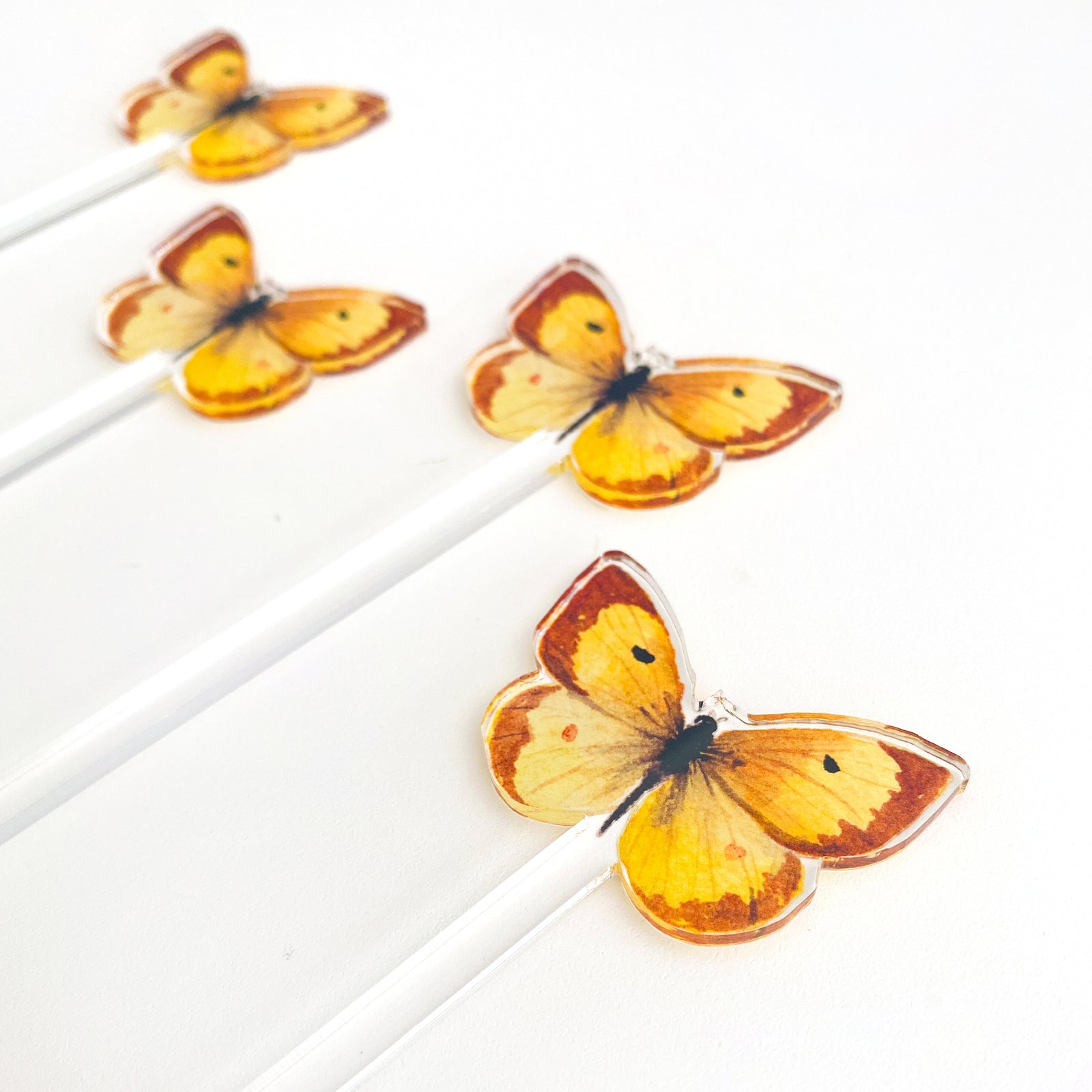 Orange Sulphur Butterfly Acrylic Stir Sticks