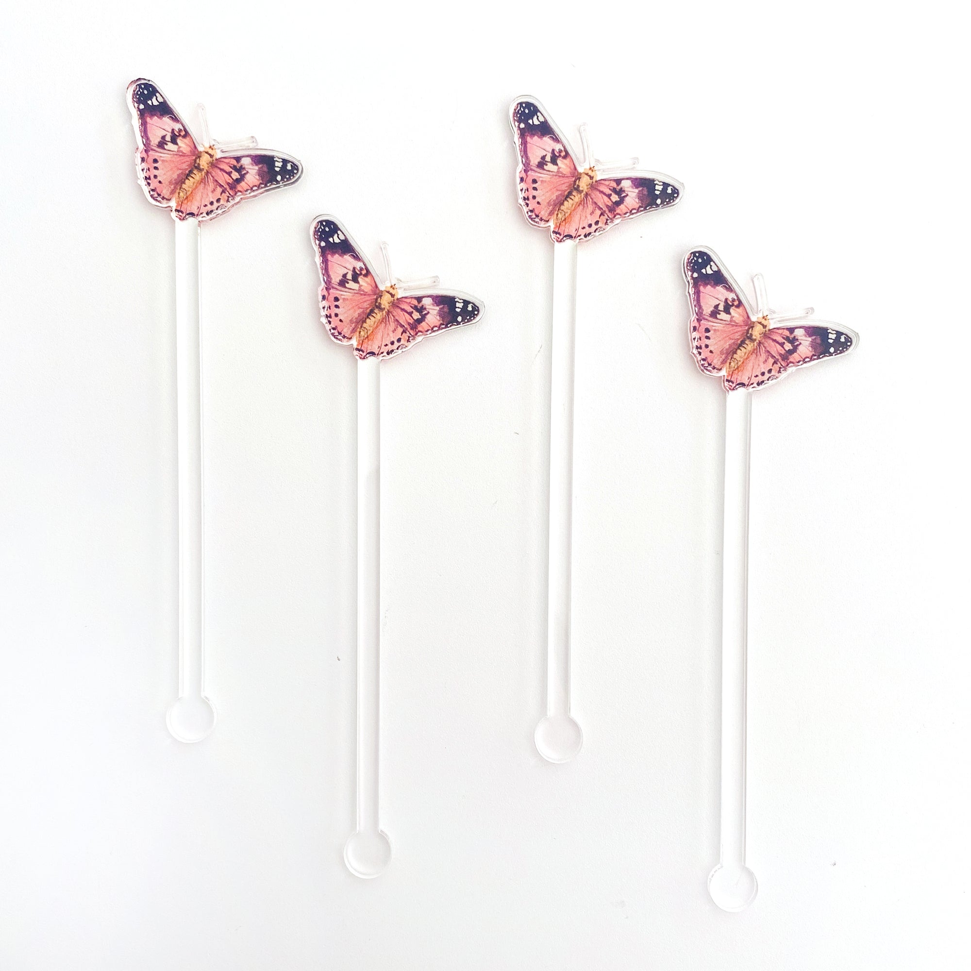 Painted Lady Butterfly Acrylic Stir Sticks