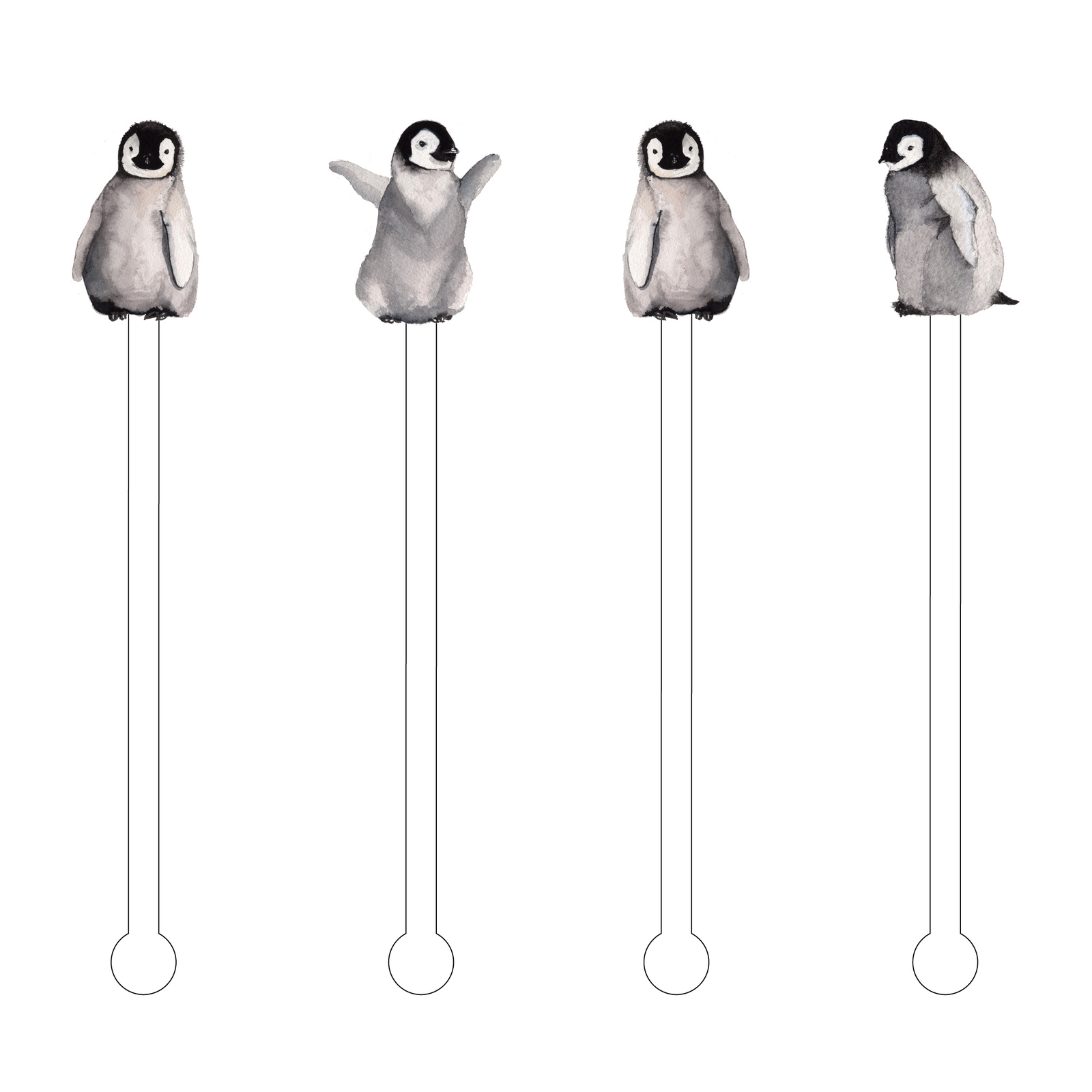 Penguin Pals Acrylic Stir Sticks