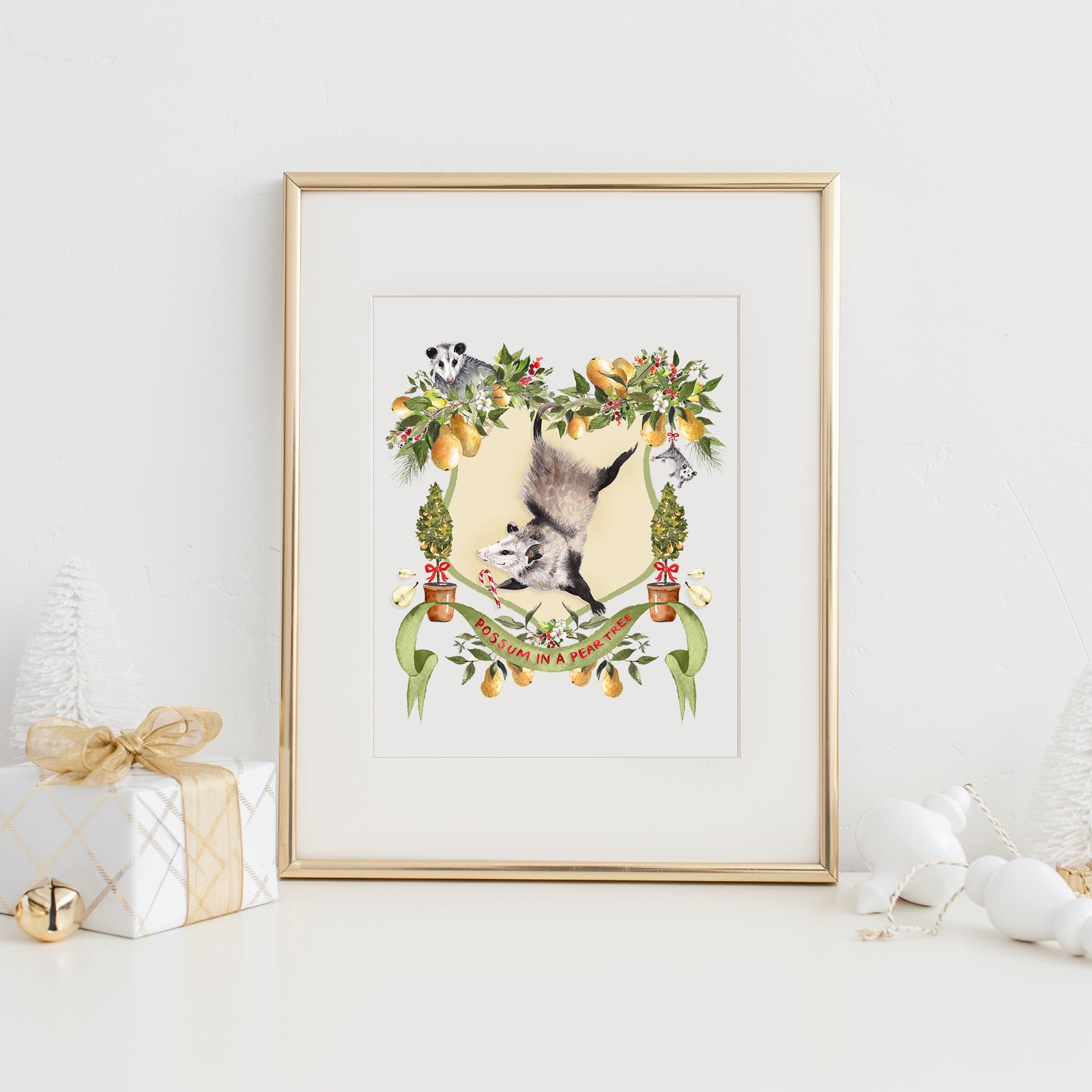 Possum in a Pear Tree Art Print