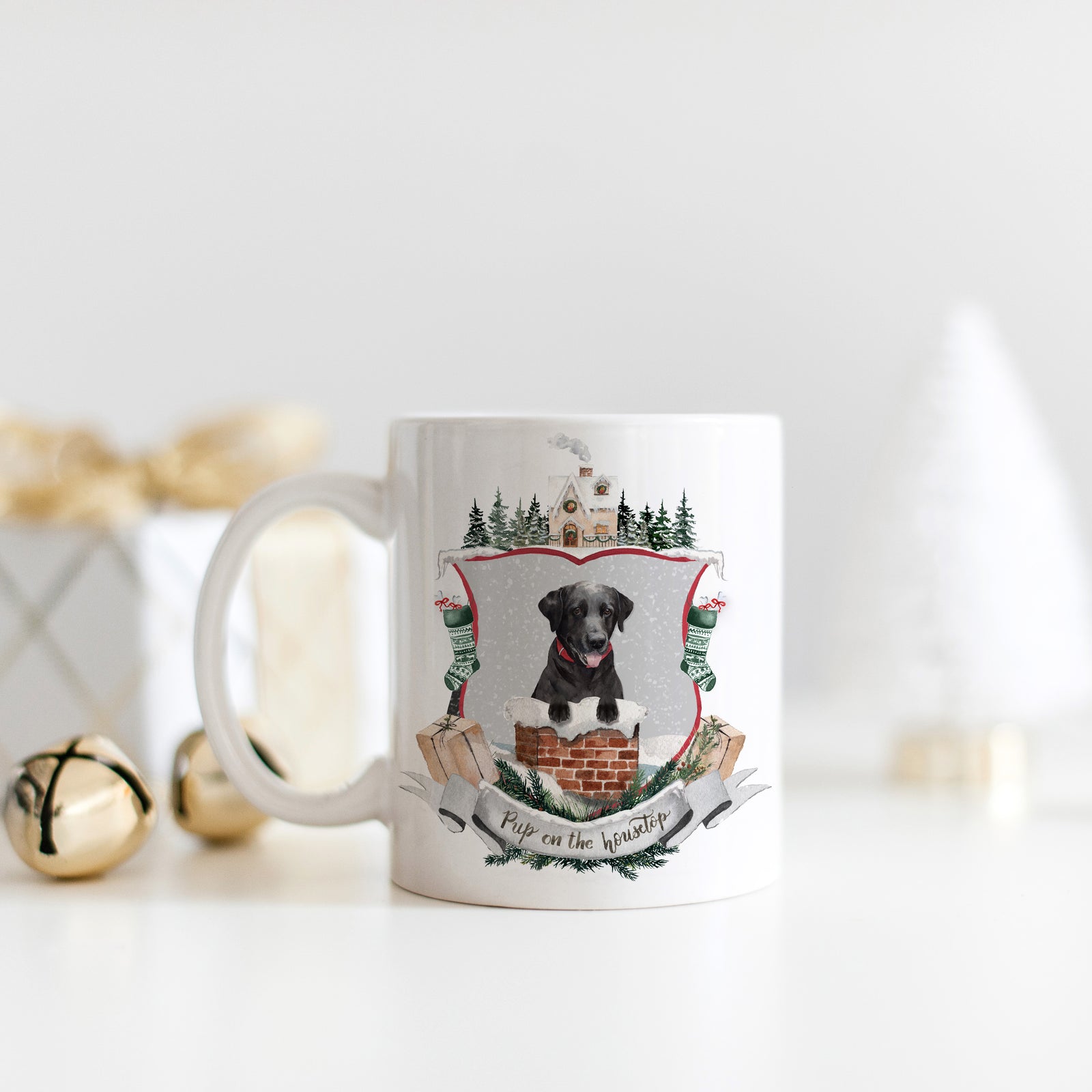 Pup on the Housetop Christmas Mug