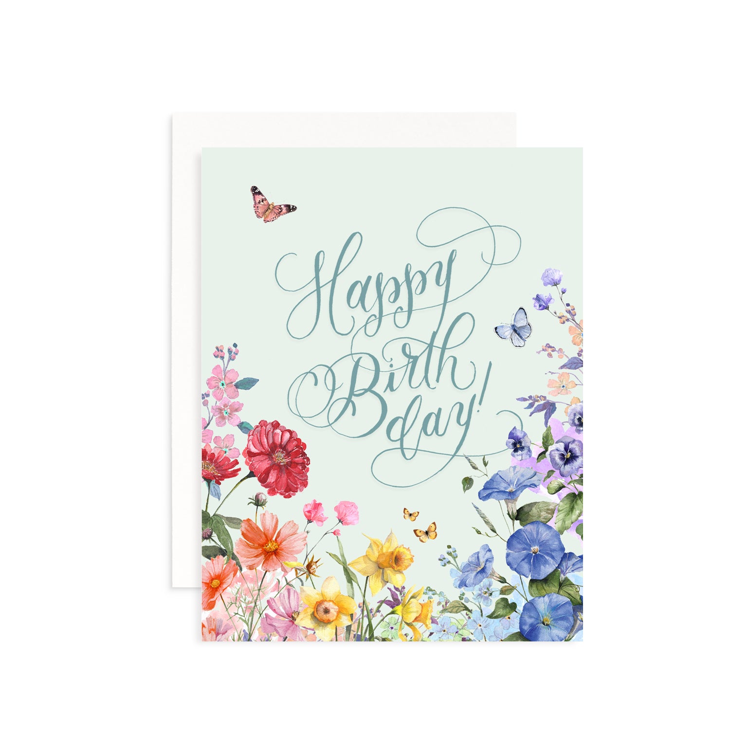 Rainbow Wildflowers Happy Birthday Card