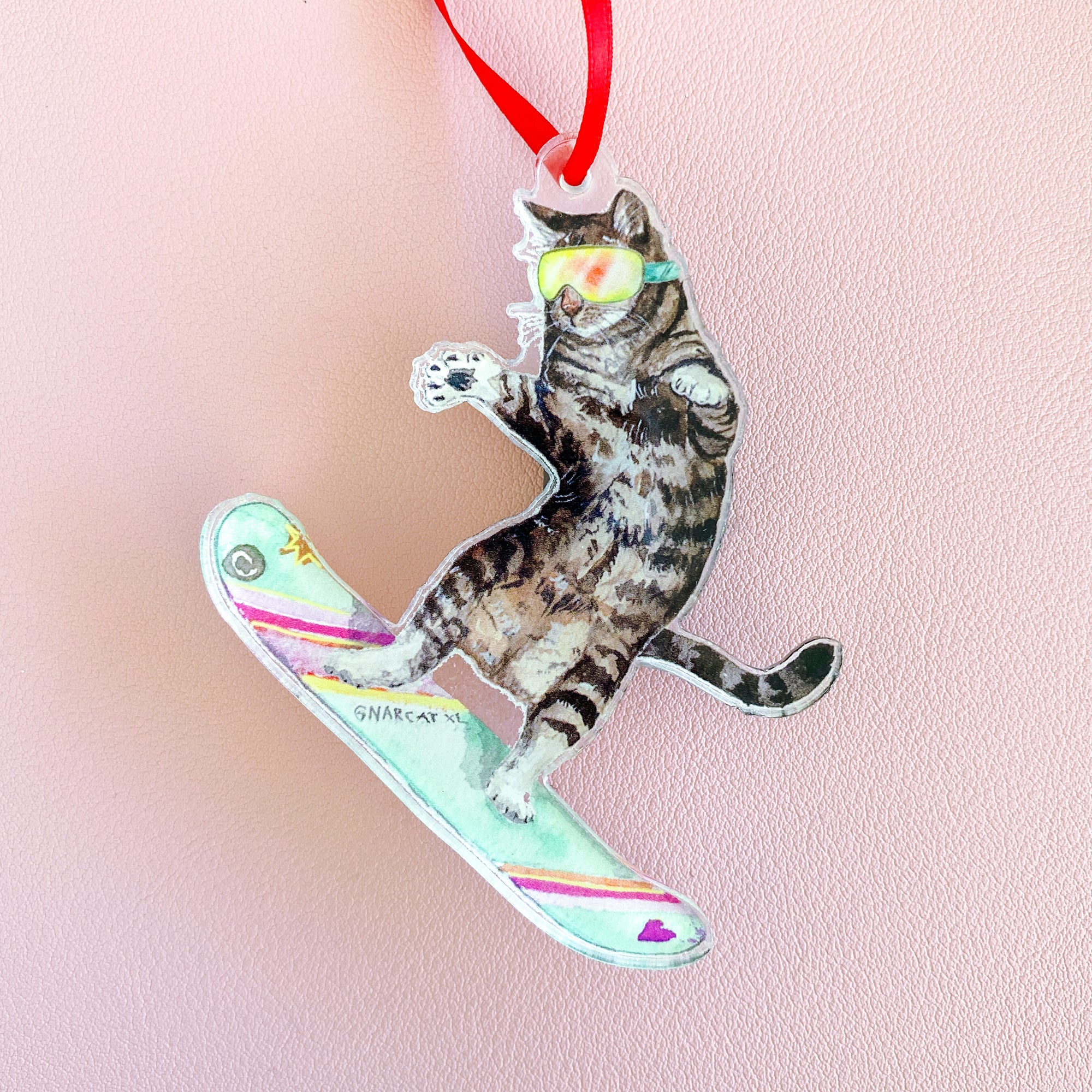 Snowboard Kitty Cat Ornament