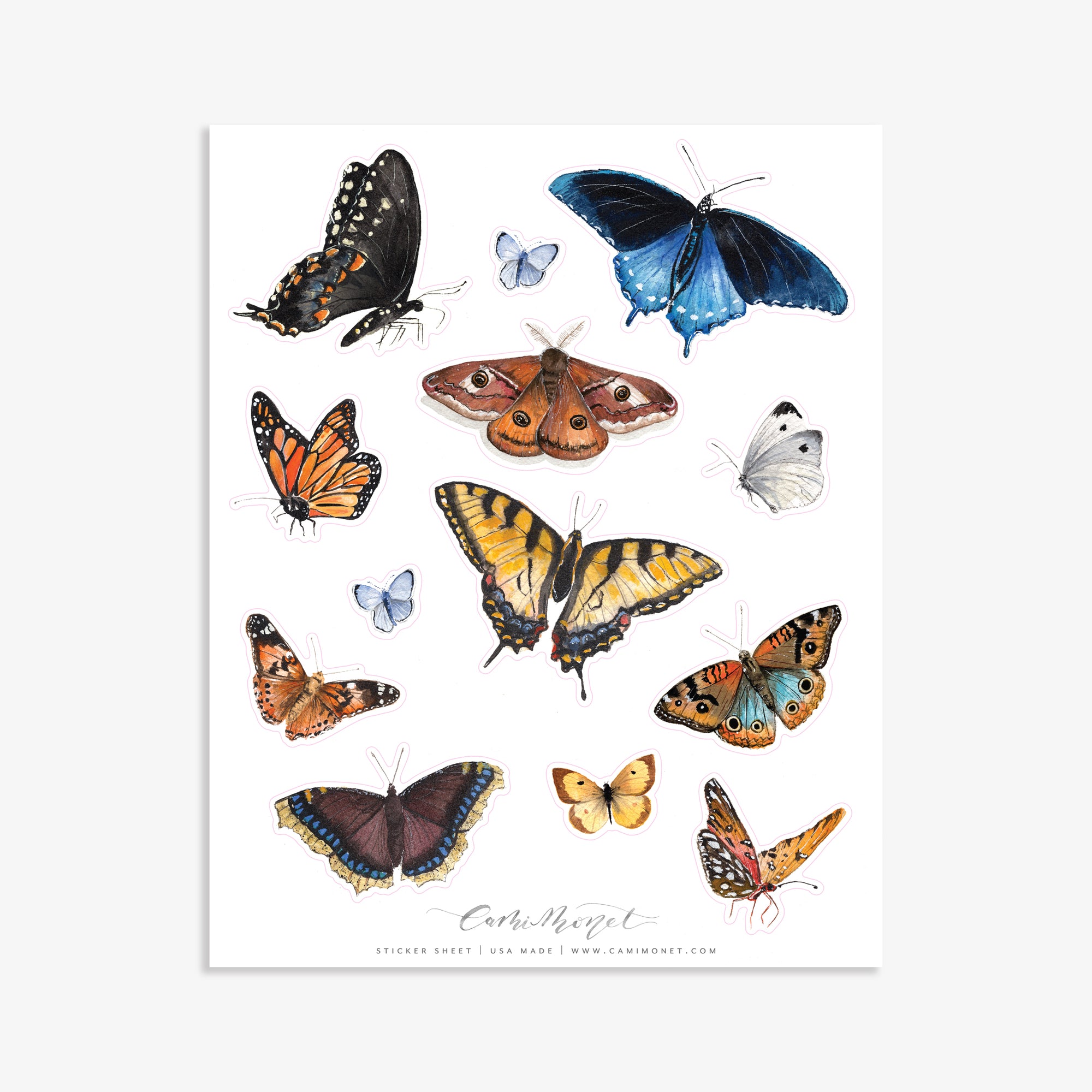 Watercolor Butterflies Sticker Sheet