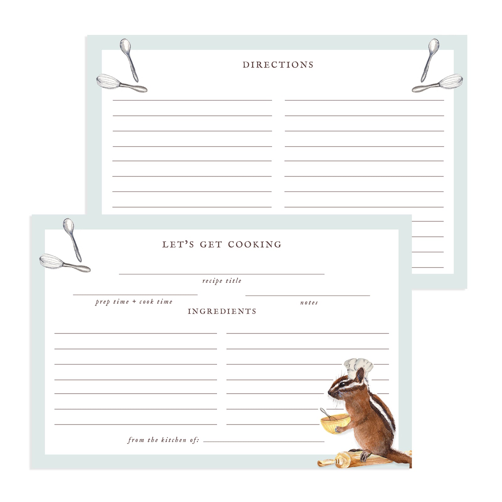 Chef Chipmunk Recipe Cards