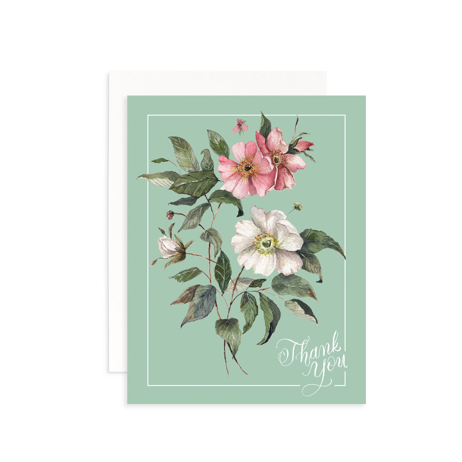 Vintage Rose Thank You Greeting Card