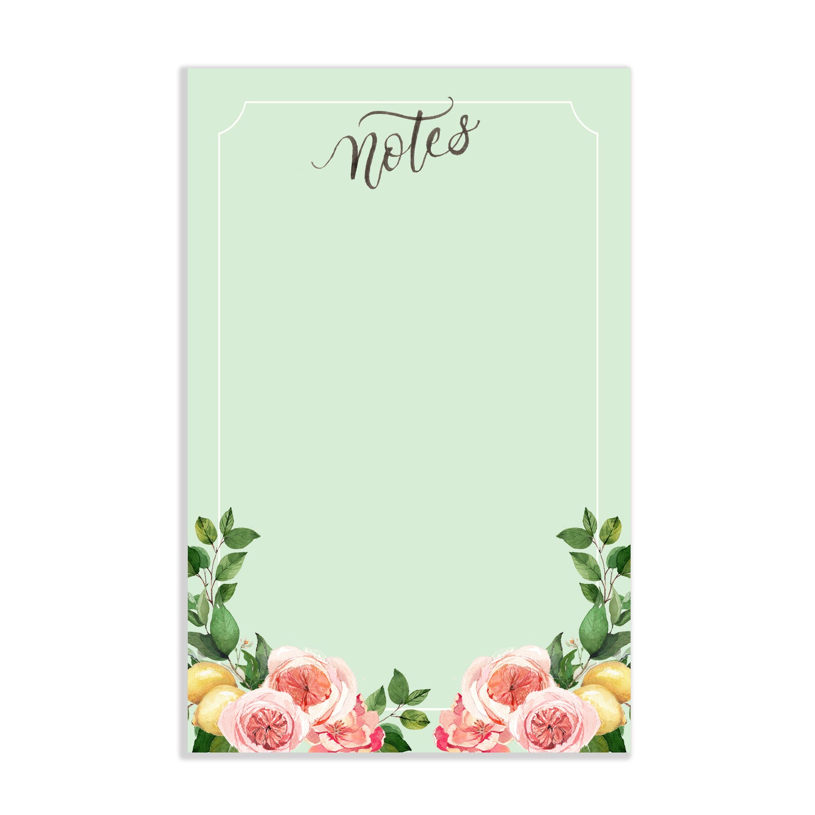 Zesty Lemon Floral Watercolor Notepad